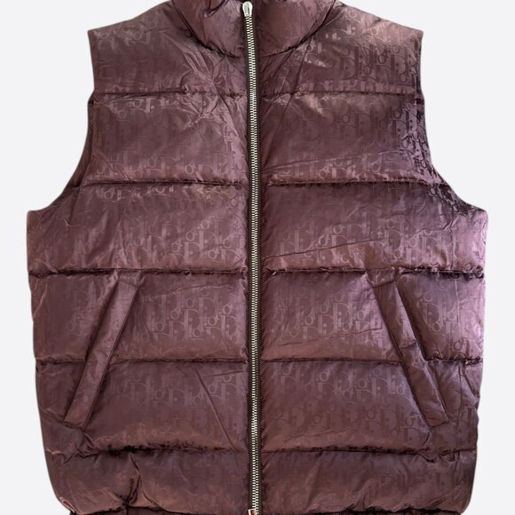 Dior Burgundy Oblique Puffer Vest - Picture 1 of 6